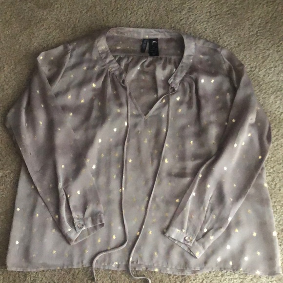 Bisou Bisou Tops - Sheer Long Sleeve Star Shirt